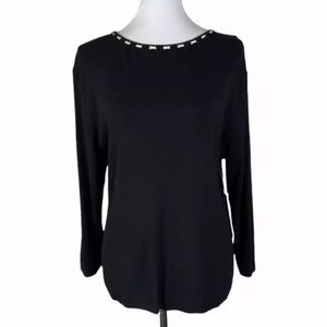 NWT Finity Black Sweater Woven Neckline Sz. XL